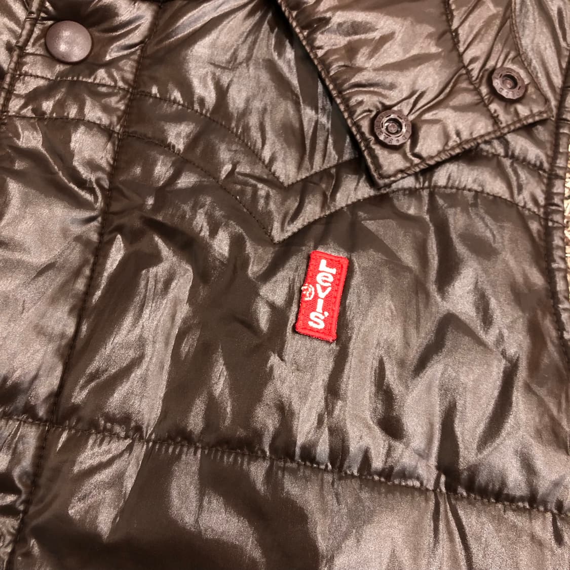 리바이스 초코 브라운 501 후드 패딩 조끼 상품이미지4