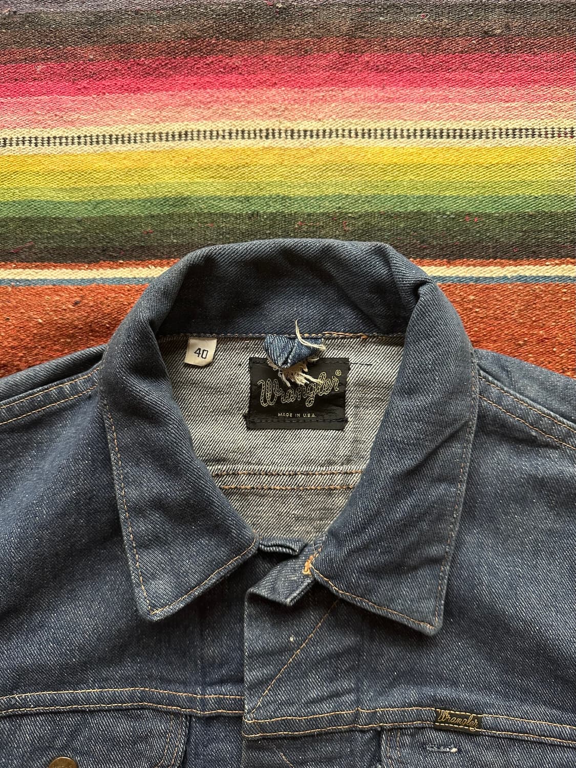 70s USA 빈티지 랭글러 124MJ 셀비지 데님 자켓 상품이미지4