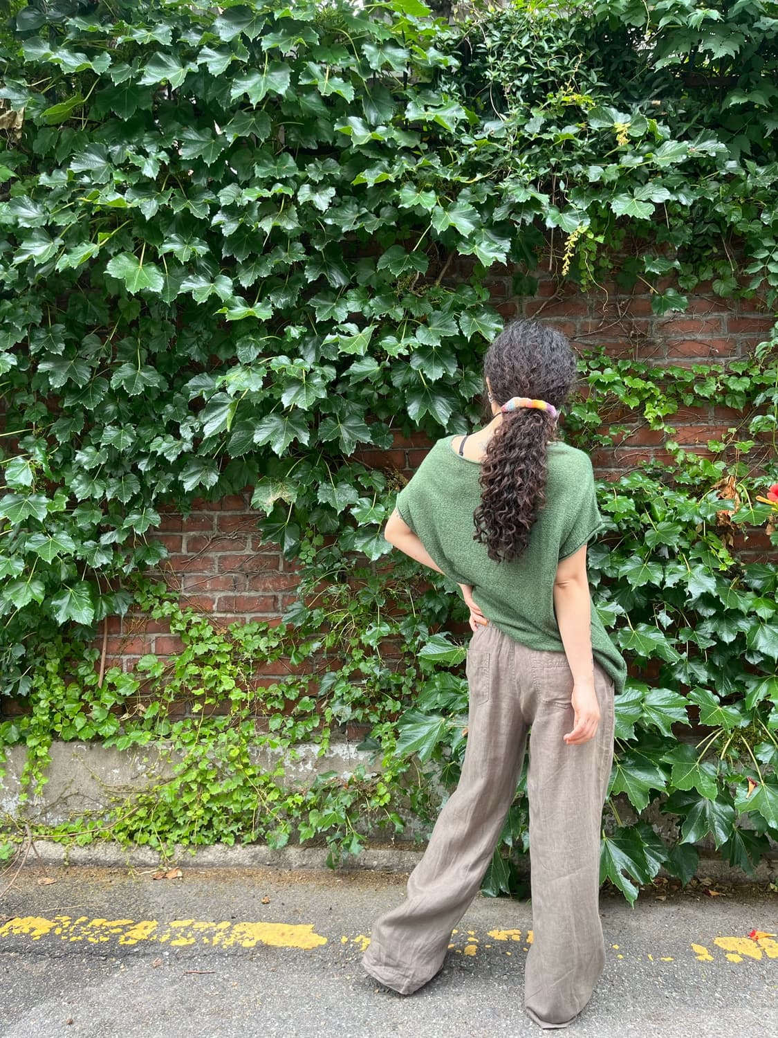 데일리 카키 코튼 와이드 팬츠 상품이미지6