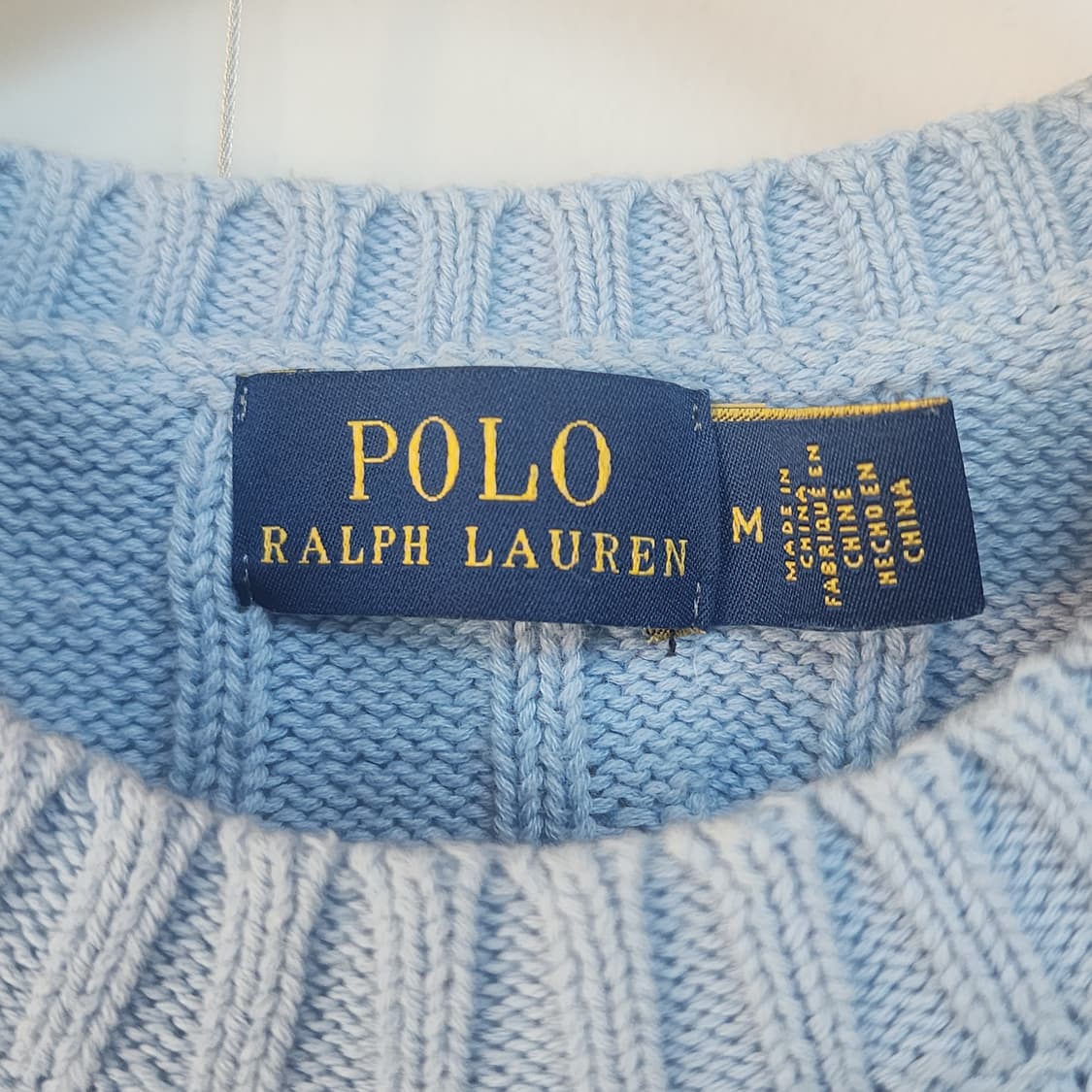 폴로 랄프로렌 케이블 반팔 니트 하늘색 상품이미지2