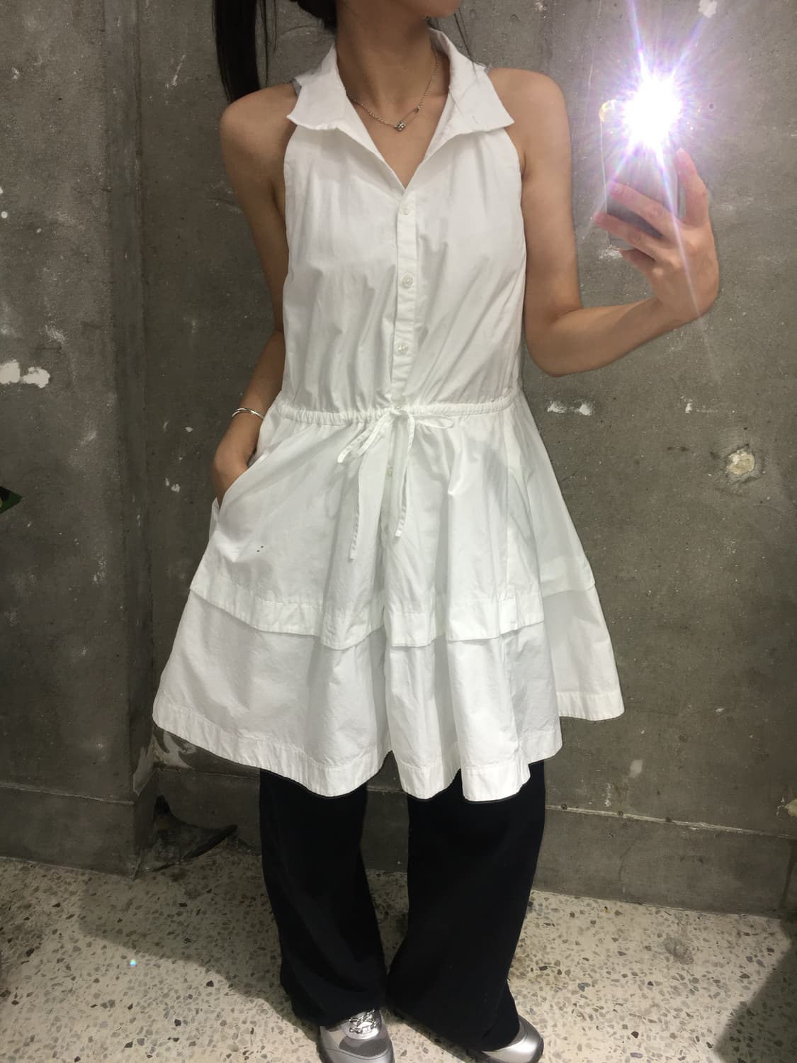Armani Exchange 아르마니익스체인지 화이트 코튼 나시 원피스 상품이미지2