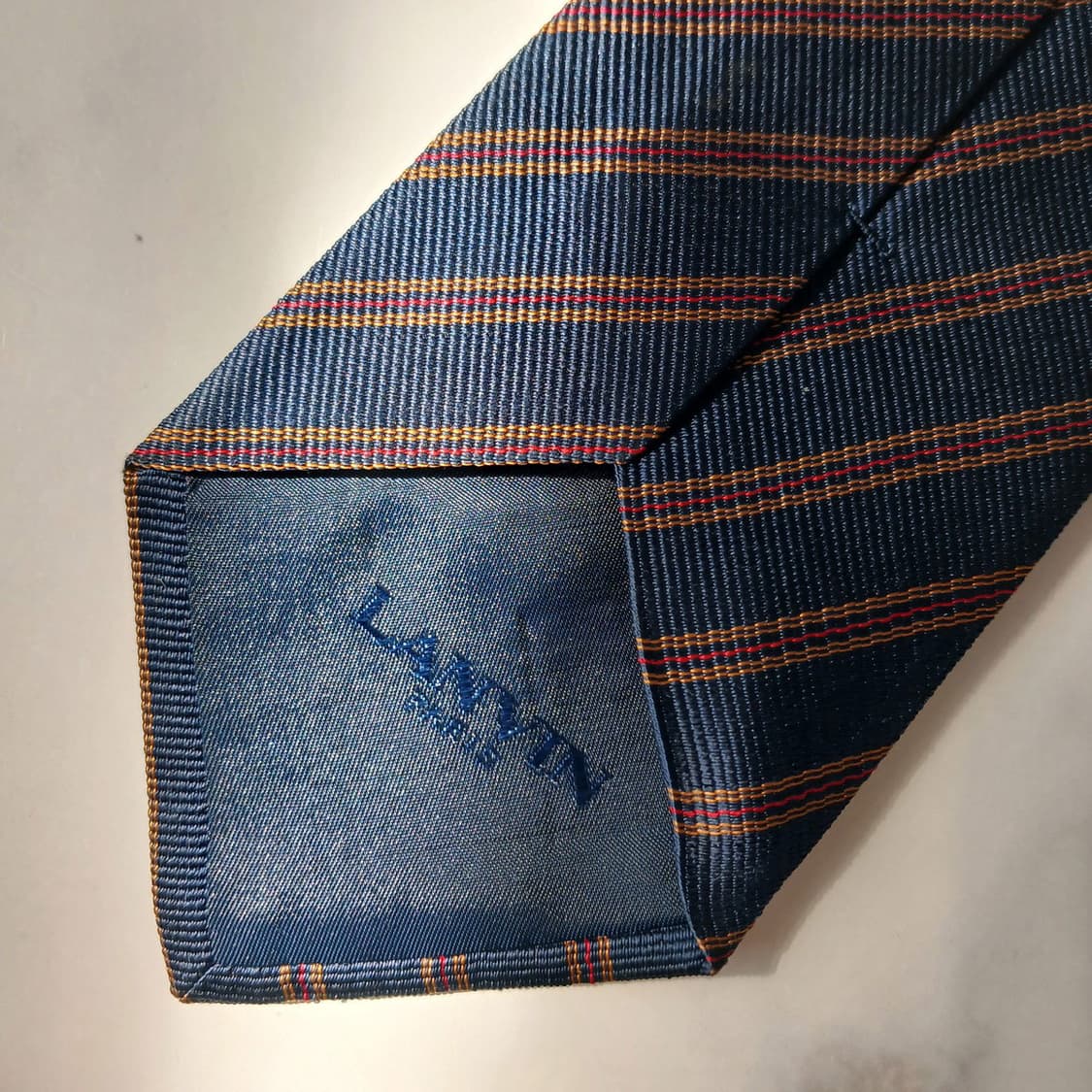 LANVIN 랑방 실크 네이비 스트라이프 넥타이 8cm A등급 E909
 상품이미지7