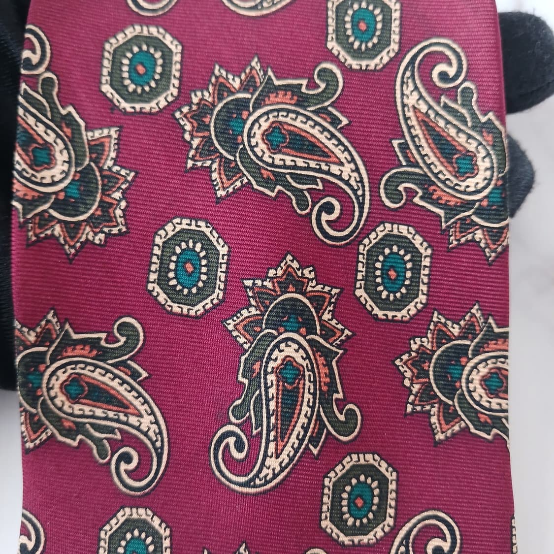 피에르 발망 실크 버건디 페이즐리 넥타이 9.5cm A등급 A19016
 상품이미지6