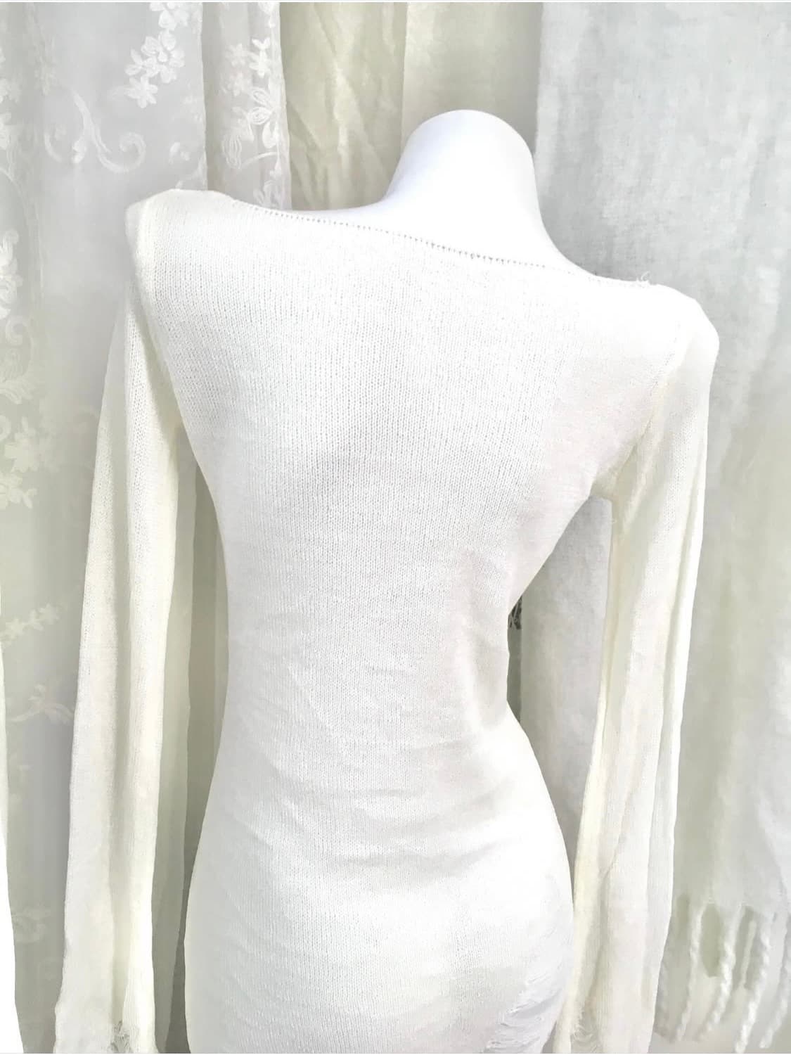 inpysecond 화이트 그런지 슬림 네트 롱슬리브 상품이미지8