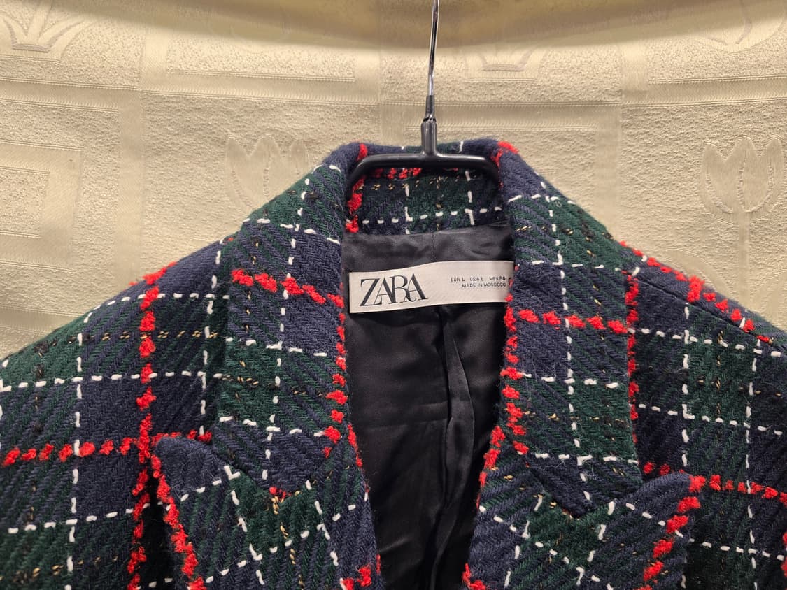 자라 ZARA 트위드 체크 더블 블레이저 자켓 L(77) 상품이미지2