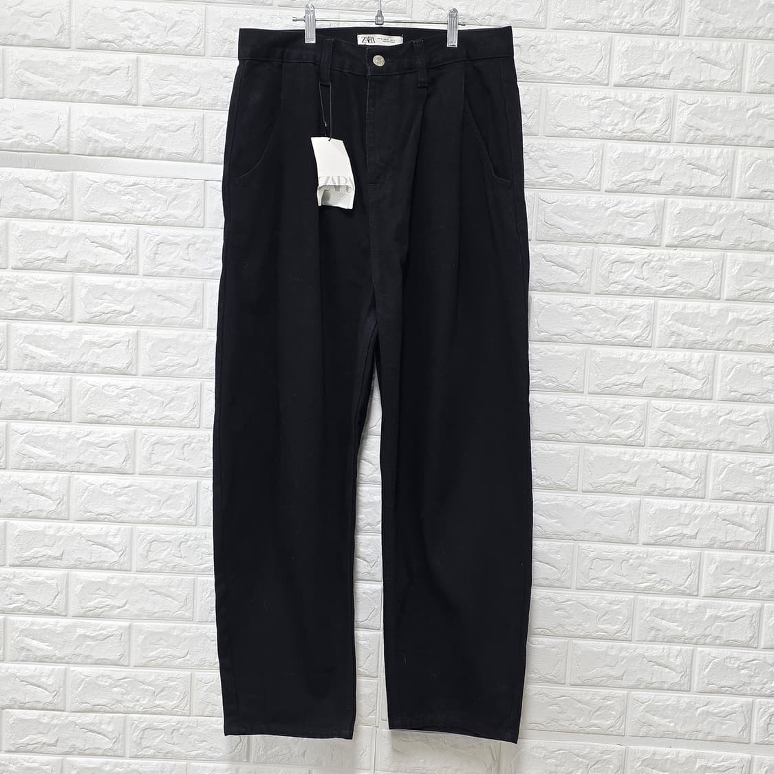 택포// 31인치 자라 ZARA 와이드핏 블랙데님 검정 청바지 상품이미지1