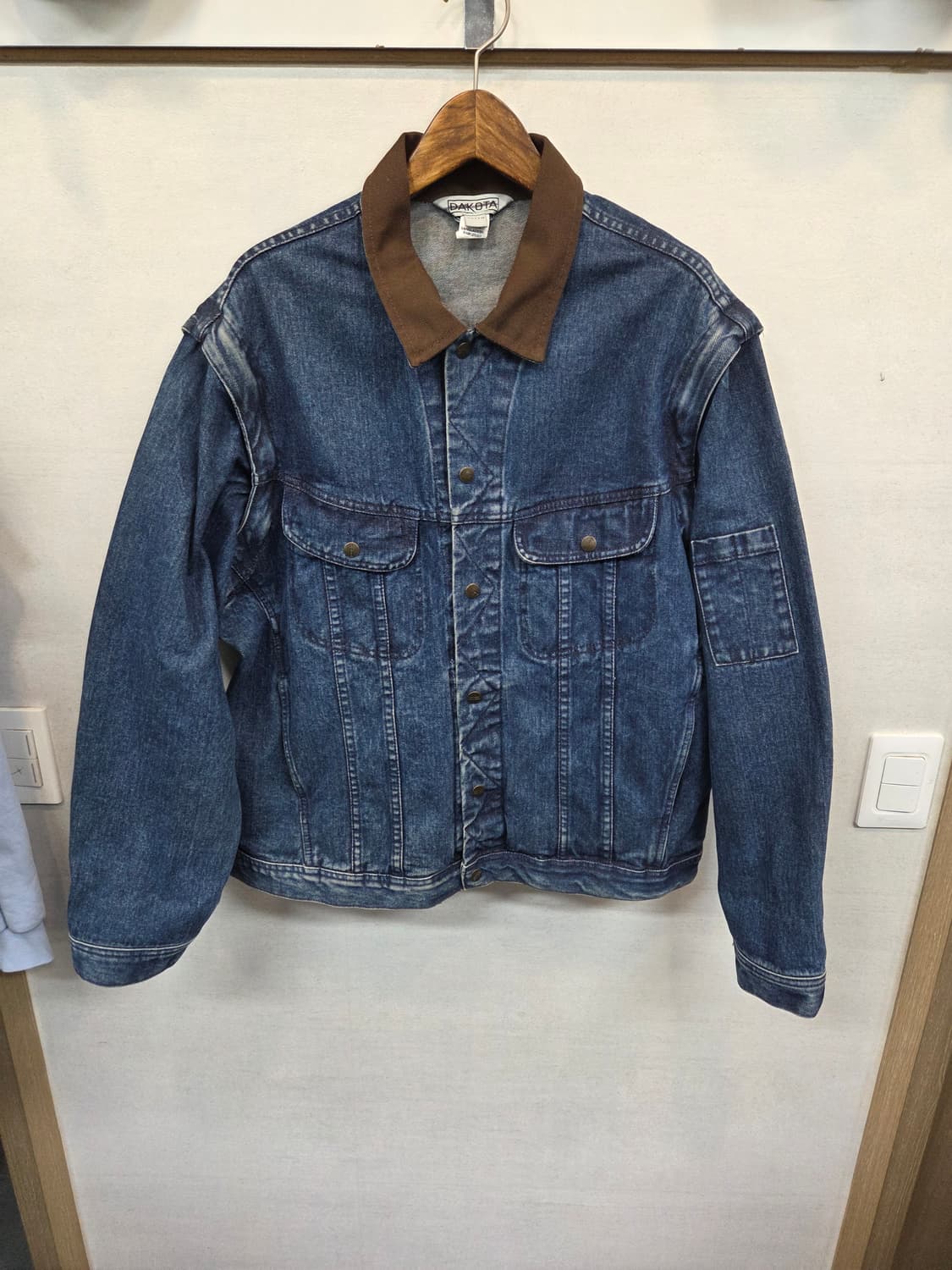 Dakota 빈티지 팔분리형 엘보우패치 데님 조끼 자켓 xl 상품이미지1