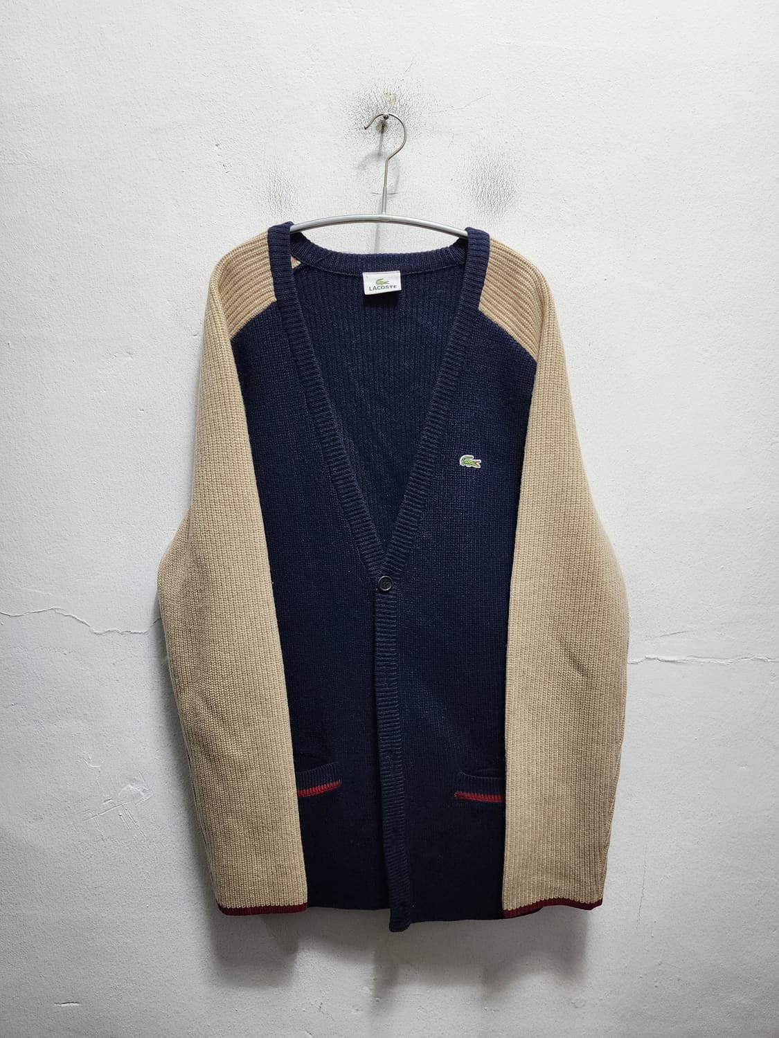 라코스테 wool 네이비 배색 가디건 상품이미지1