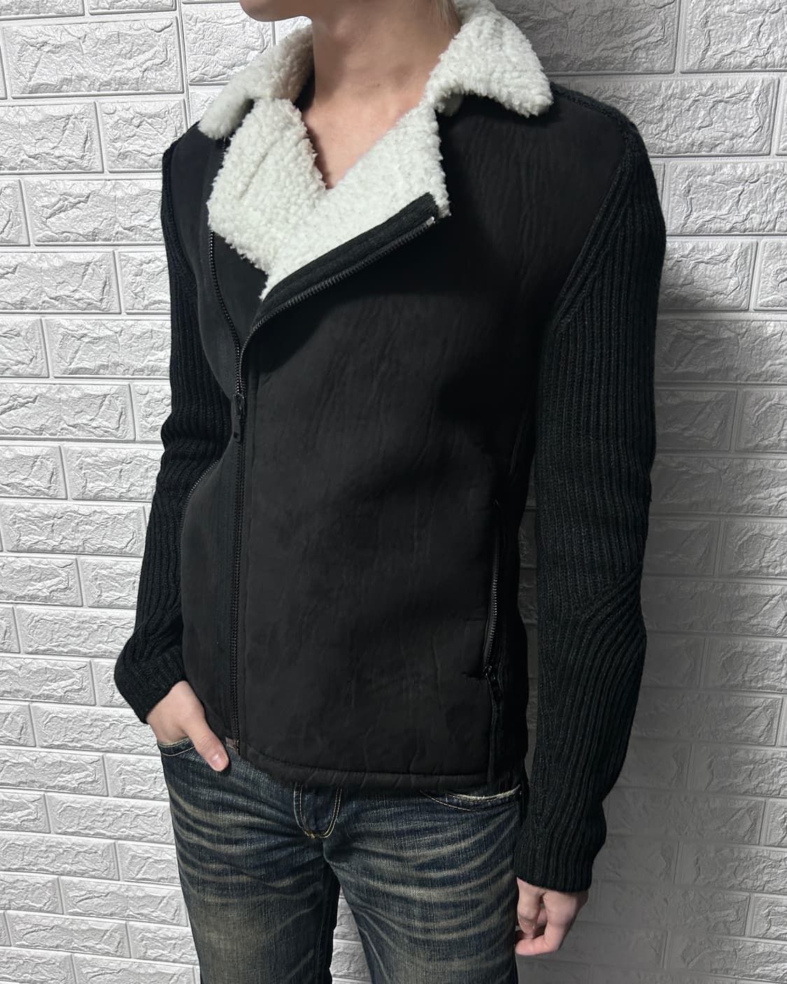 아르마니 스웨이드 니트 하이브리드 자켓 상품이미지1