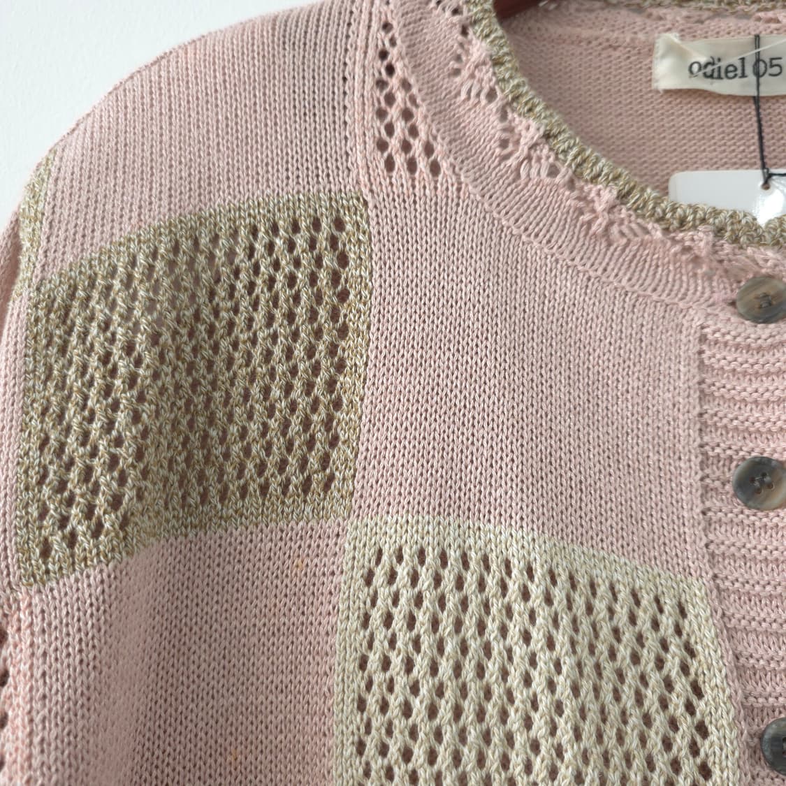 핑크 스퀘어 펀칭 코튼 가디건 상품이미지5