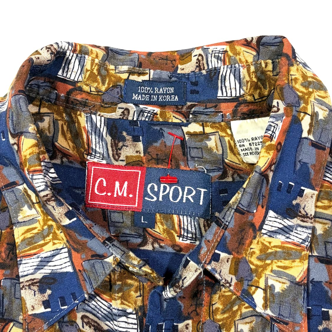 CM SPORTS 네이비 패턴 하와이안 셔츠 L 상품이미지5