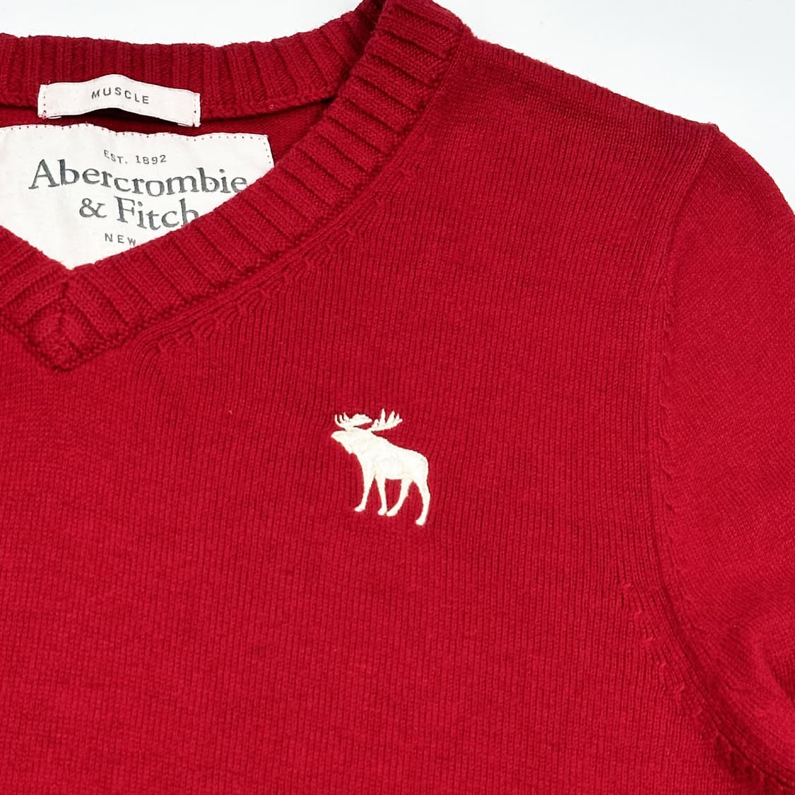 아베크롬비 og y2k 여성 브이넥 니트 레드 여성S 상품이미지3