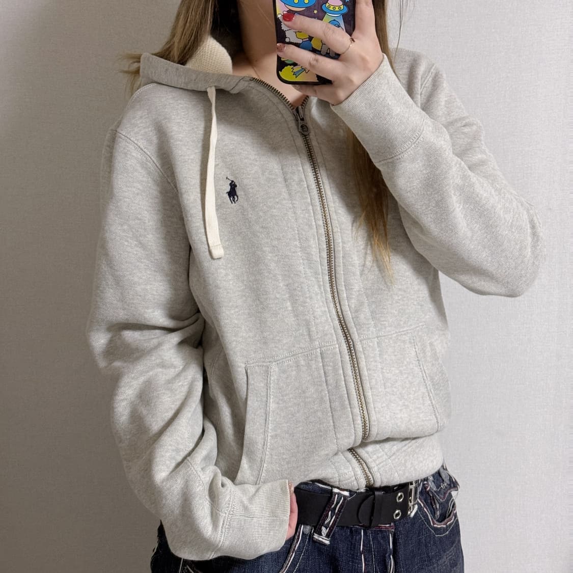 폴로 와플 멜란지 후드집업 상품이미지2