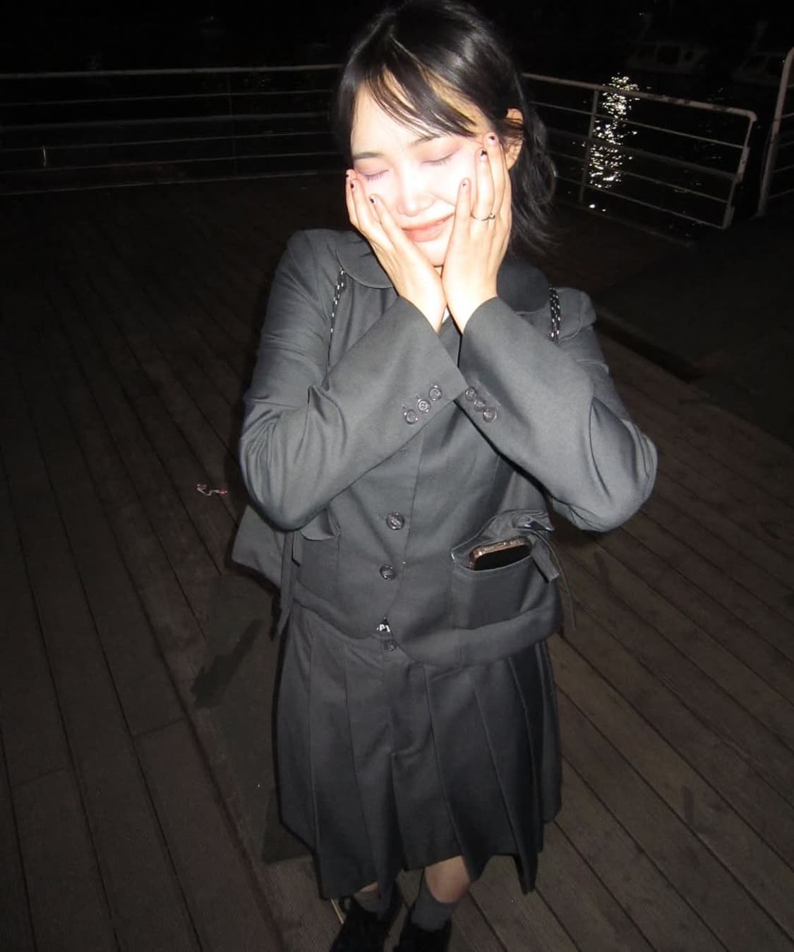 뚜오미오 라운드 카라 리본 자켓 차콜 1사이즈 상품이미지4