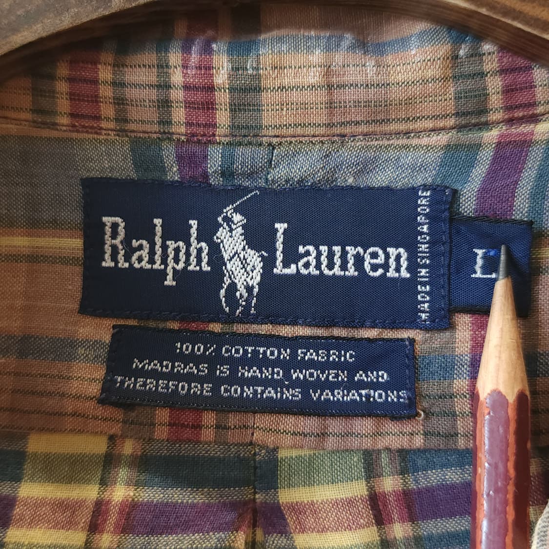 90s 폴로 마드라스 코튼 아메리칸 플란넬 체크셔츠 옐로우 L 상품이미지4