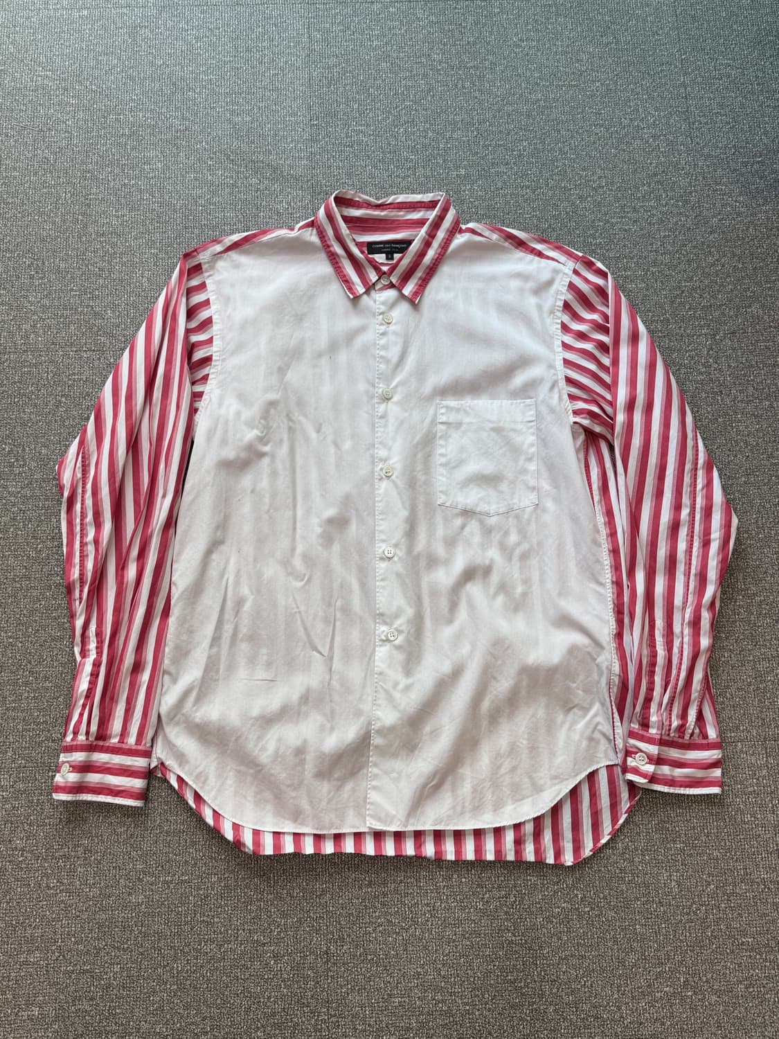 꼼데가르송 옴므 플러스 스트라이프 배색 셔츠 레드 S  상품이미지6