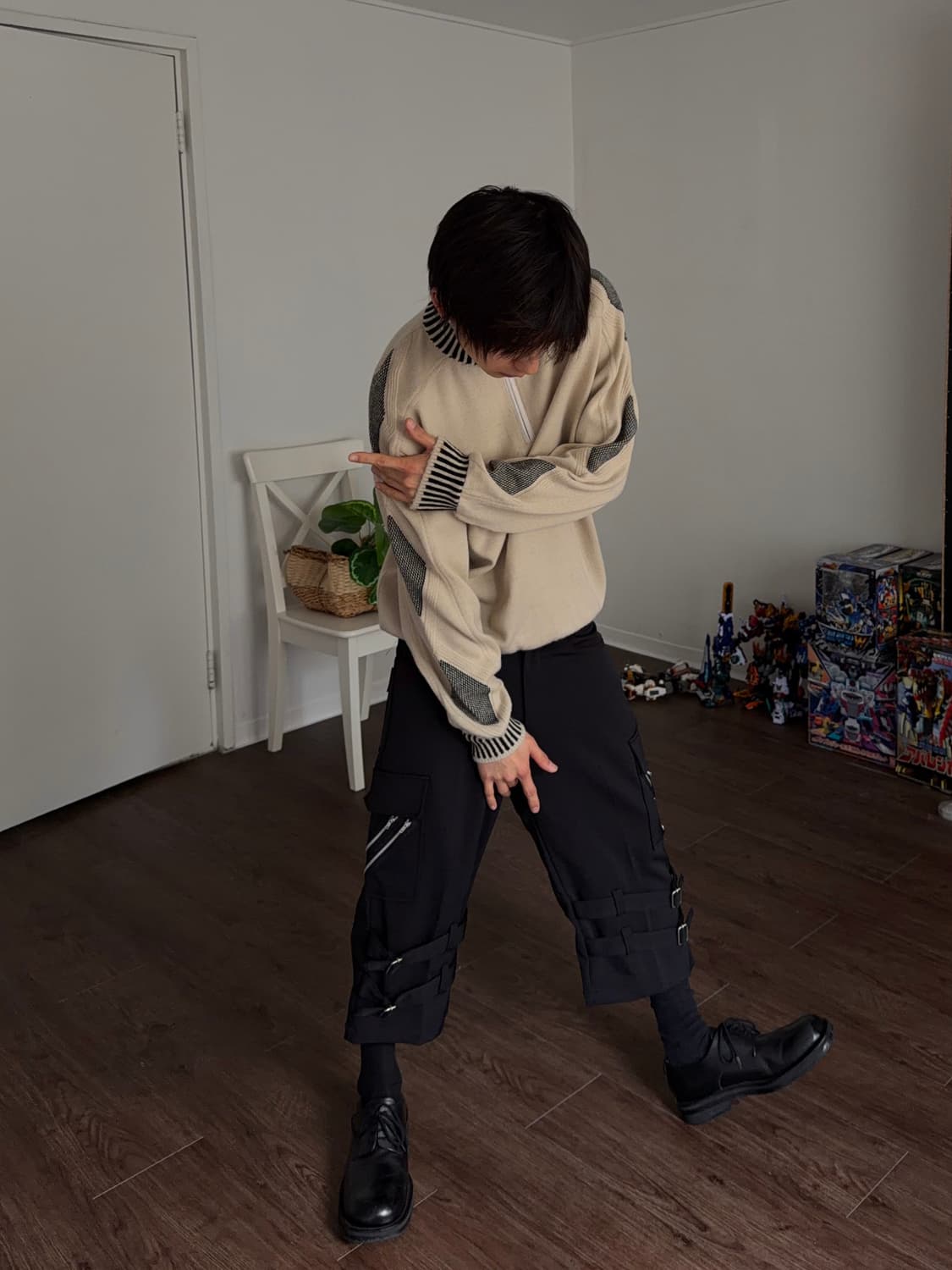 Gellaneurope 콘트라스트 하프 집업 니트 상품이미지4