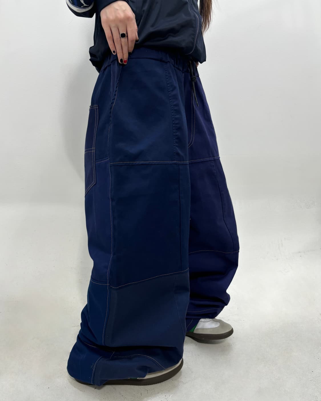 90s 올드스쿨 커스텀벌룬 네이비 와이드 팬츠 상품이미지2