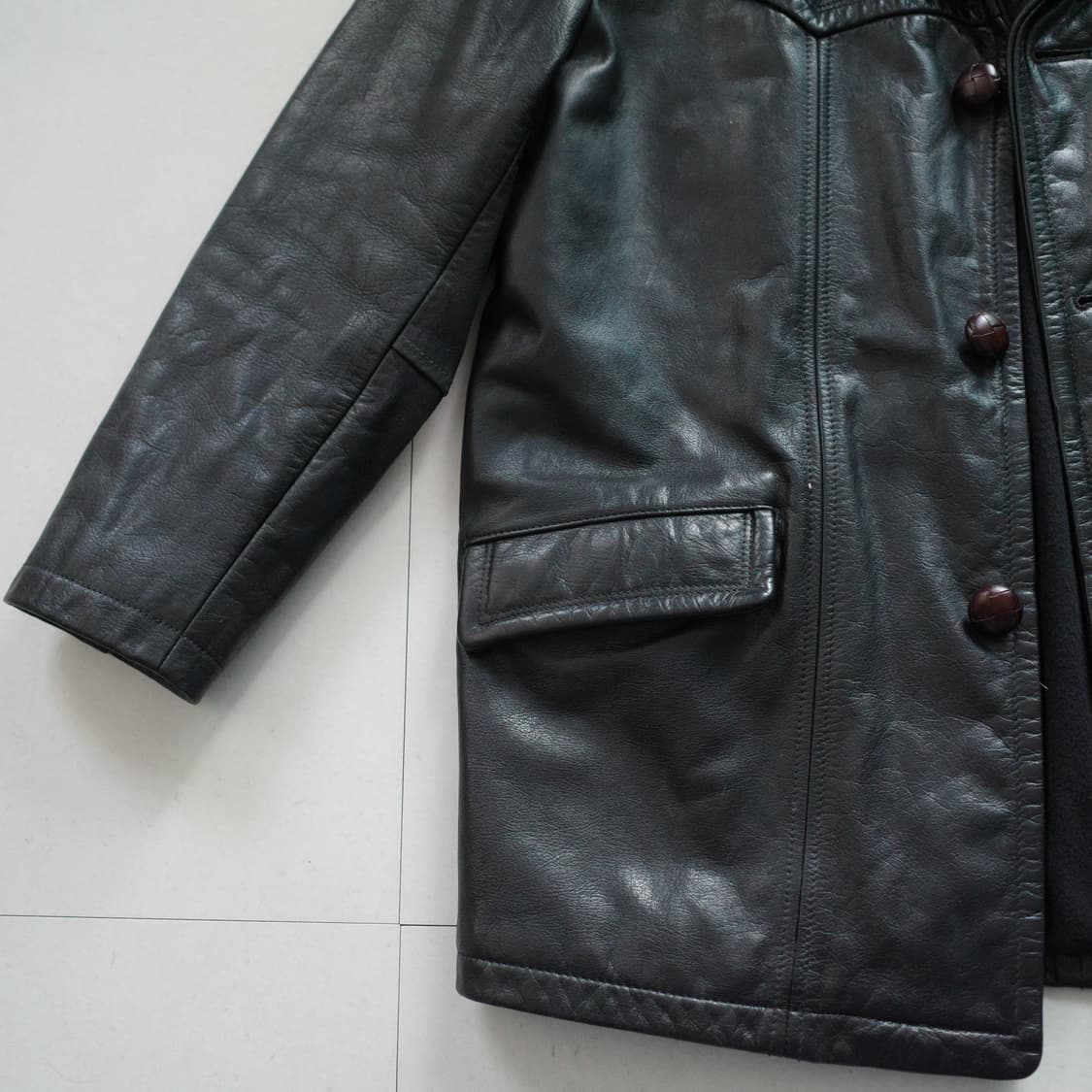 90s 리바이스 렌치 웨스턴 리얼 레더 자켓 M 상품이미지2