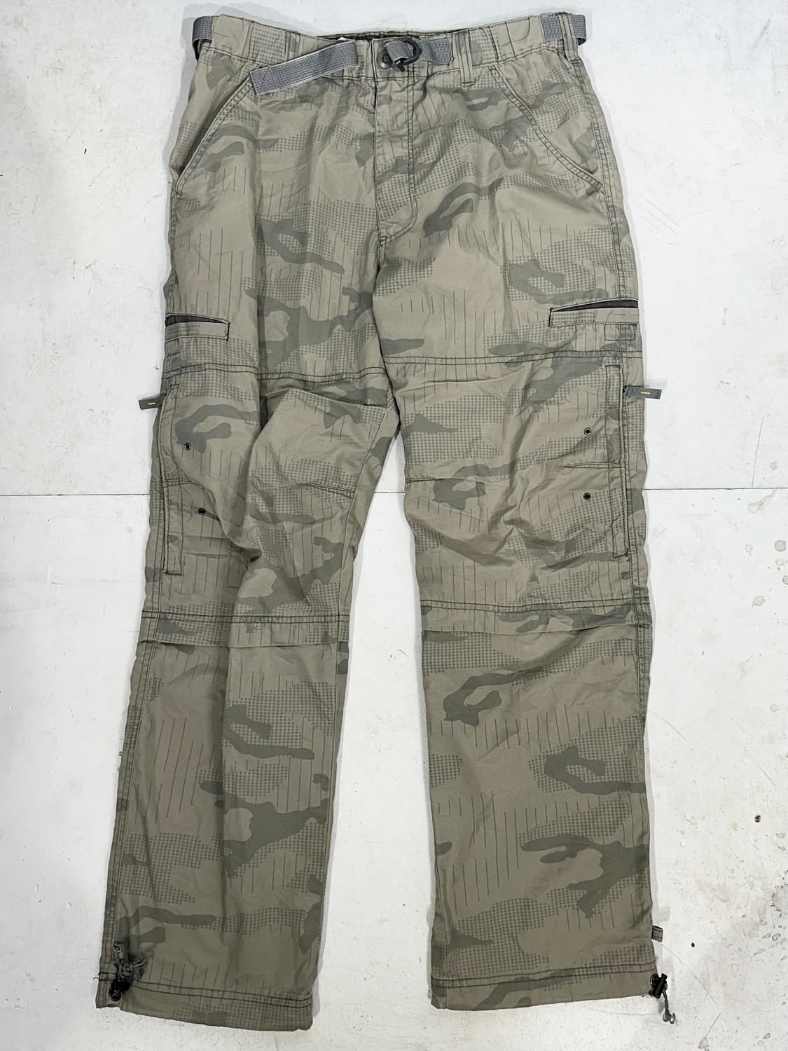 일본 빈티지 베이지 유틸리티 무릎 절개 카모 와이드 카고 팬츠   상품이미지4