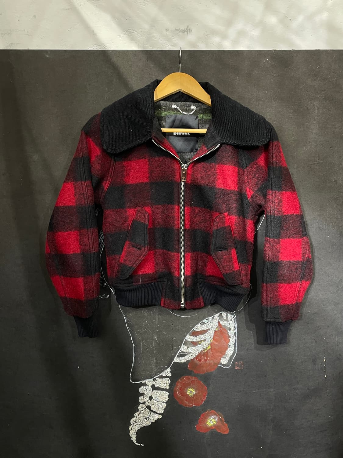 디젤 아카이브 타탄 체크 블루종 크롭 자켓 S 상품이미지6