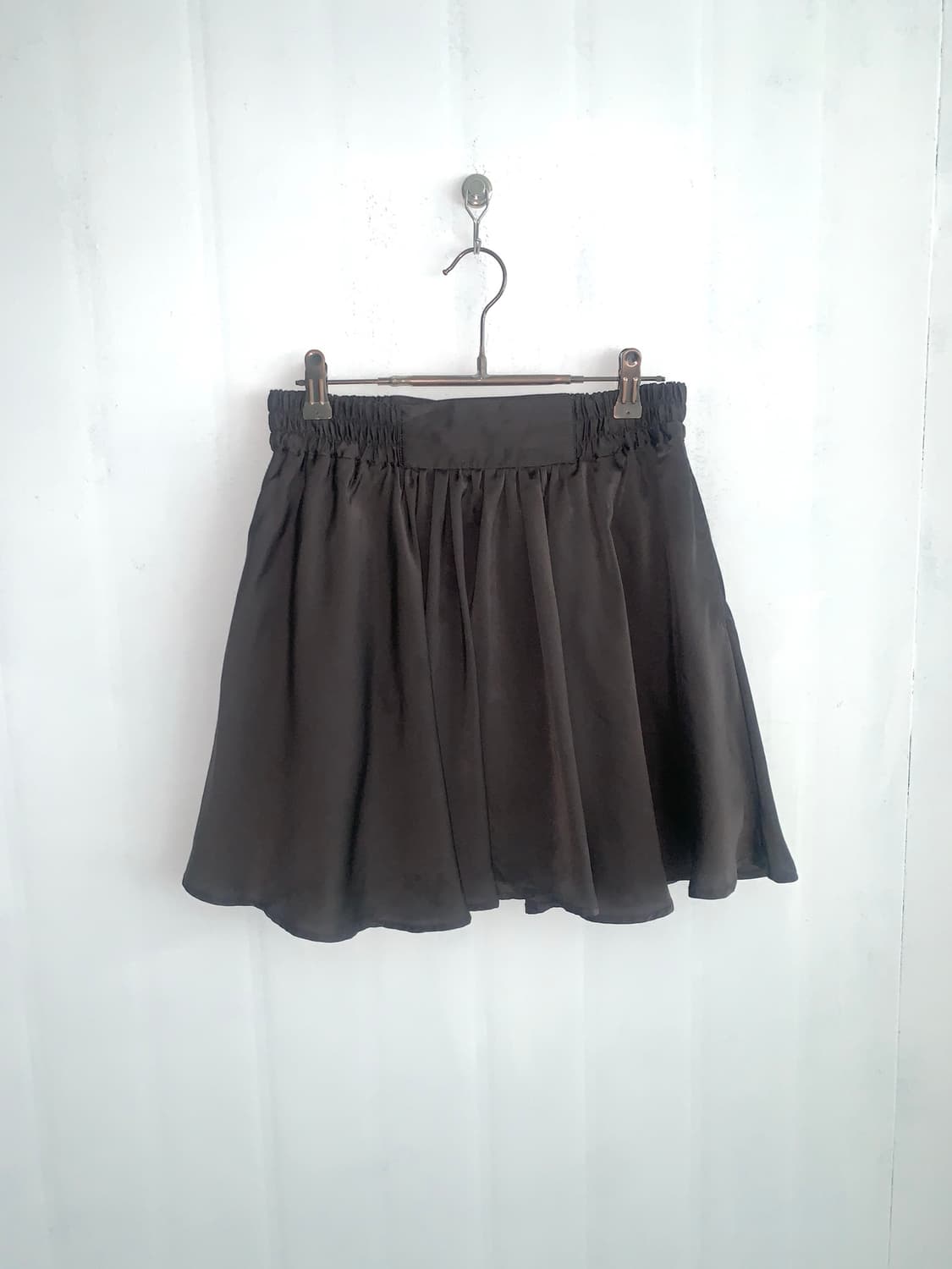 Deep Brown Satin Flare Mini Skir 상품이미지1