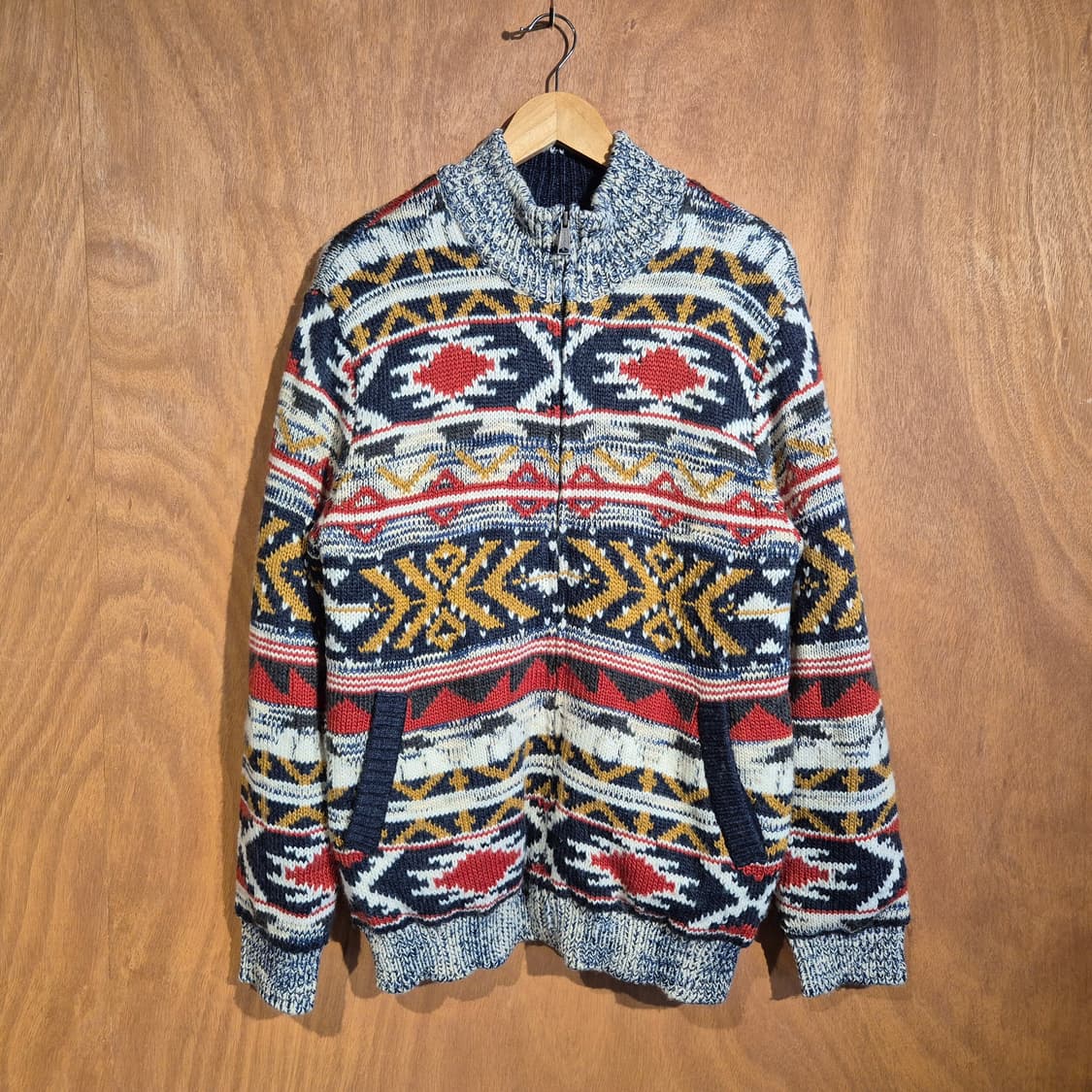 올젠 노르딕 패턴 빈티지 니트 집업 110 상품이미지1