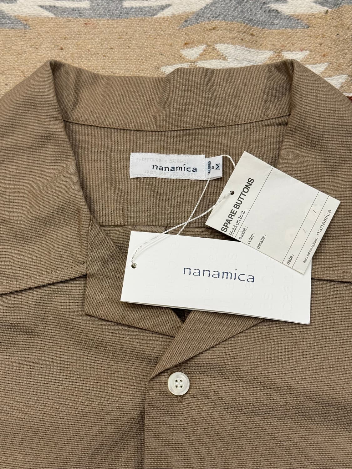 [M][100] 나나미카 오픈카라 파나마 숏슬리브 셔츠 베이지 상품이미지7