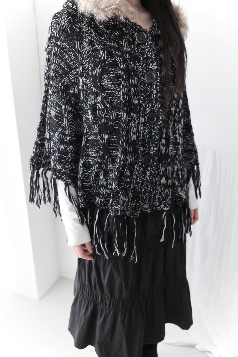 cecil mcbee) bokashi fringe cape 상품이미지5