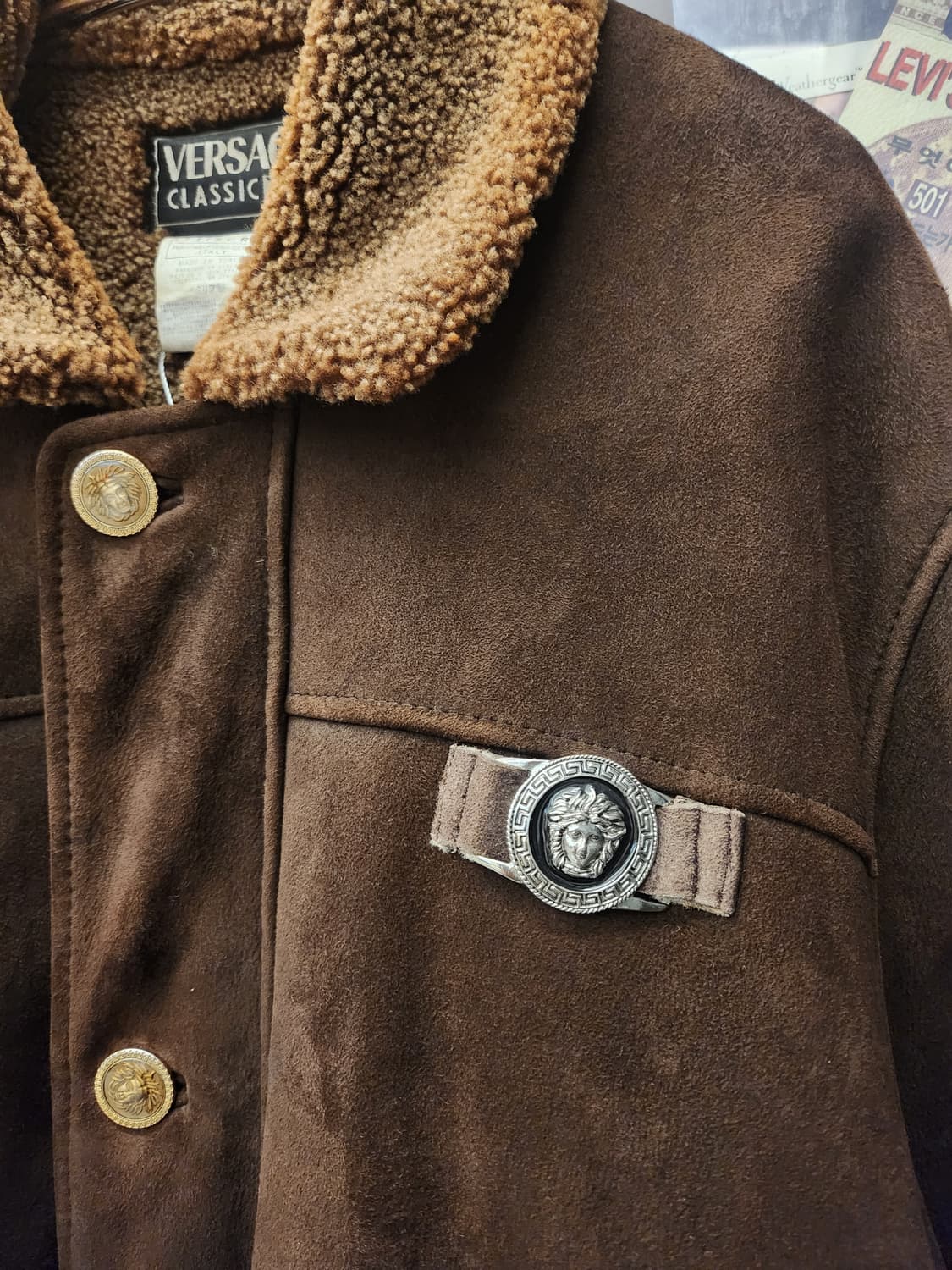 90s 초기베르사체 클래식 V2 스웨이드 시어링 무스탕 상품이미지4