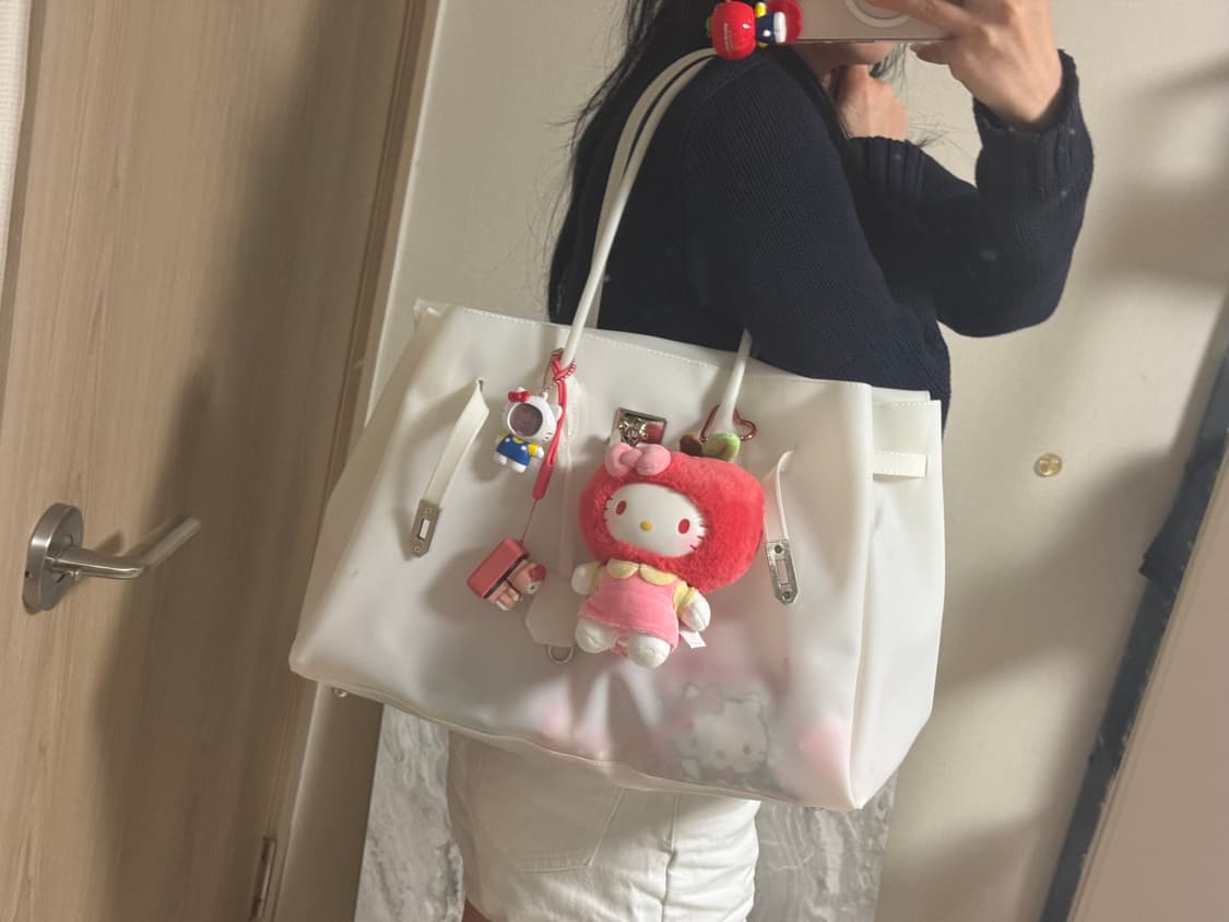 젤리 버킨 화이트 라지 젤리백 키키백 상품이미지5
