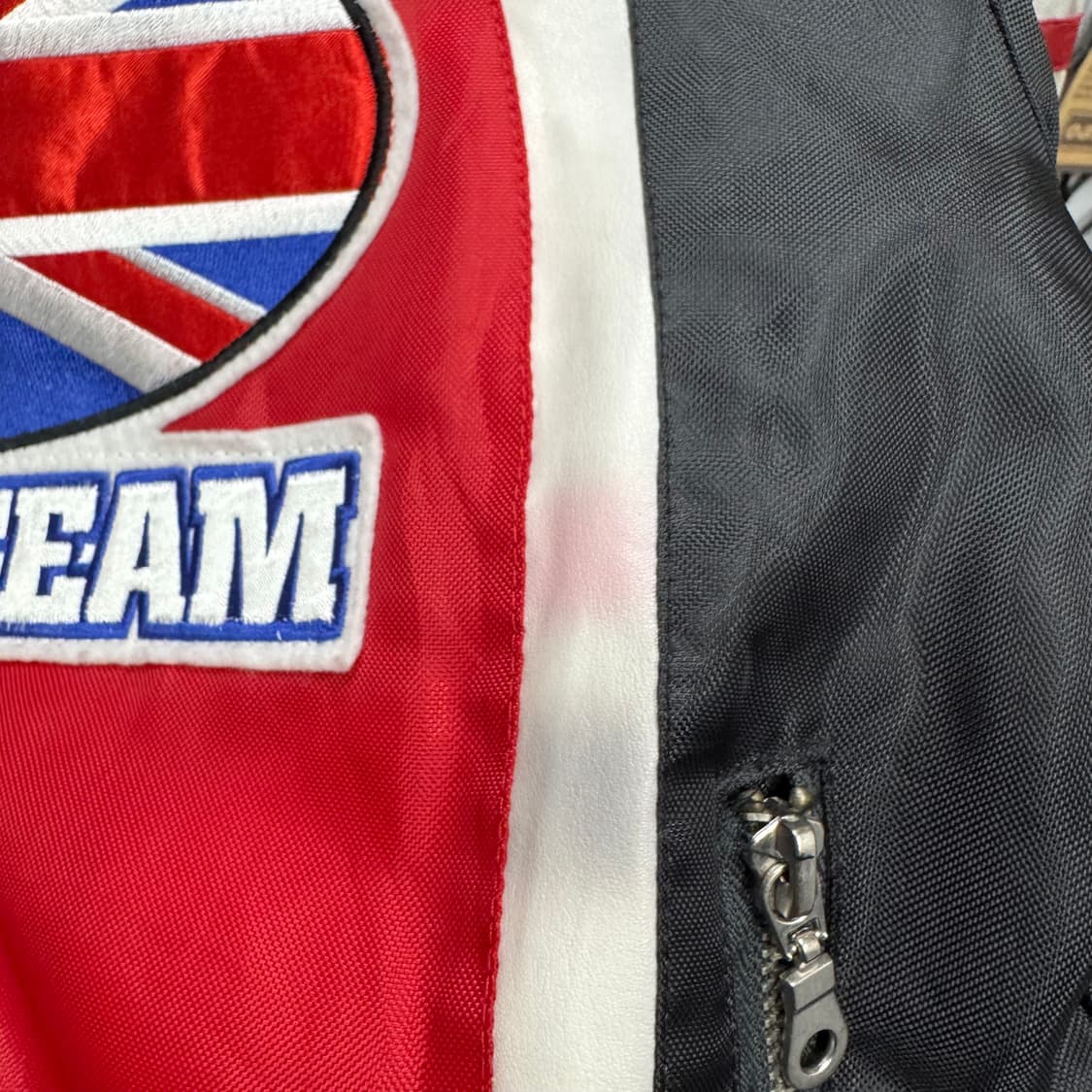 00s USA VINTAGE 크롭 레이싱자켓 패치워크 포인트 레드 블랙 상품이미지8