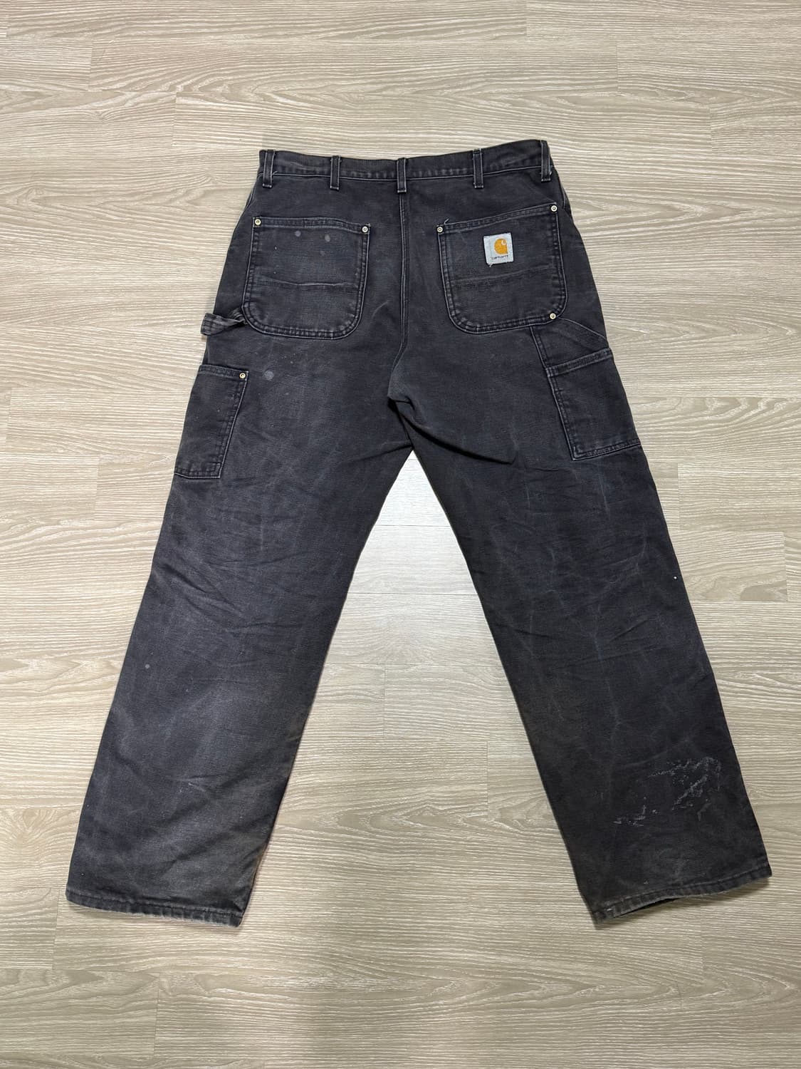 90s 칼하트 더블니 블랙 페인팅 36x32 USA made 상품이미지2