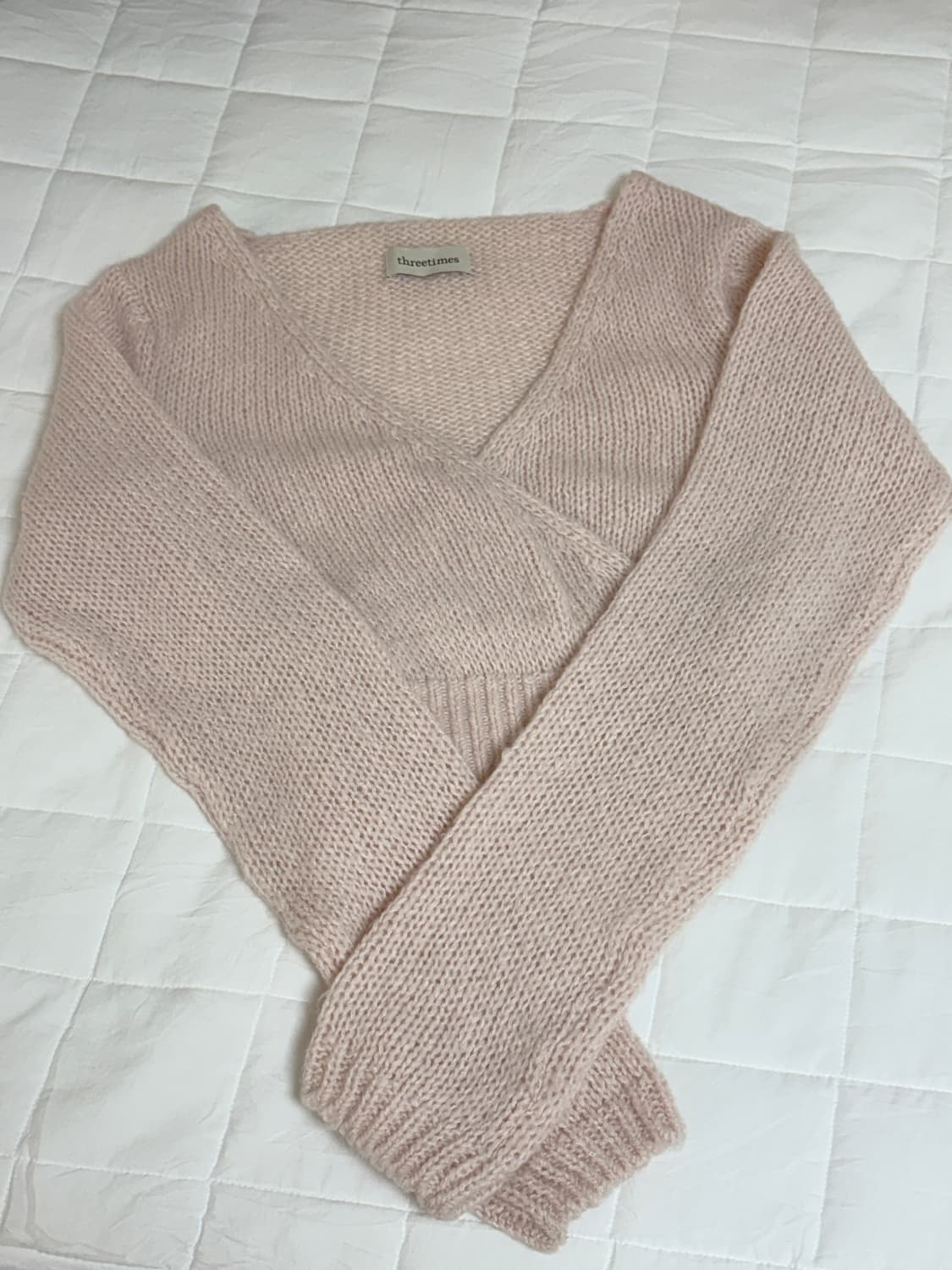 쓰리타임즈 랩 니트 탑 핑크 상품이미지6