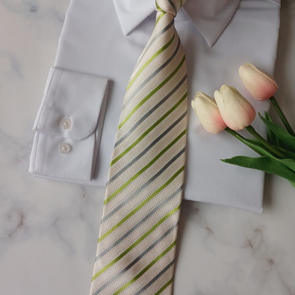 아쿠아스큐텀 실크 스트라이프 넥타이 9.3cm A등급 A19123
 상품이미지5