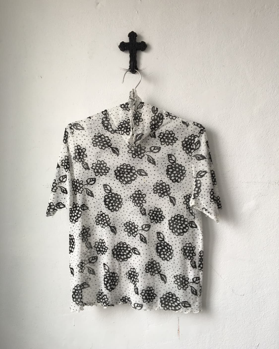Flower pattern high neck top 상품이미지2