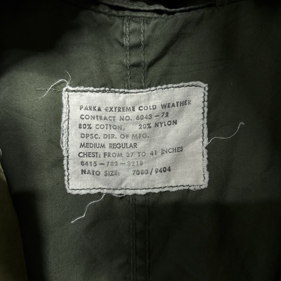 70s 오리지널 밀리터리 M-65 피쉬테일 파카 후드 황금사이즈 N492 상품이미지8