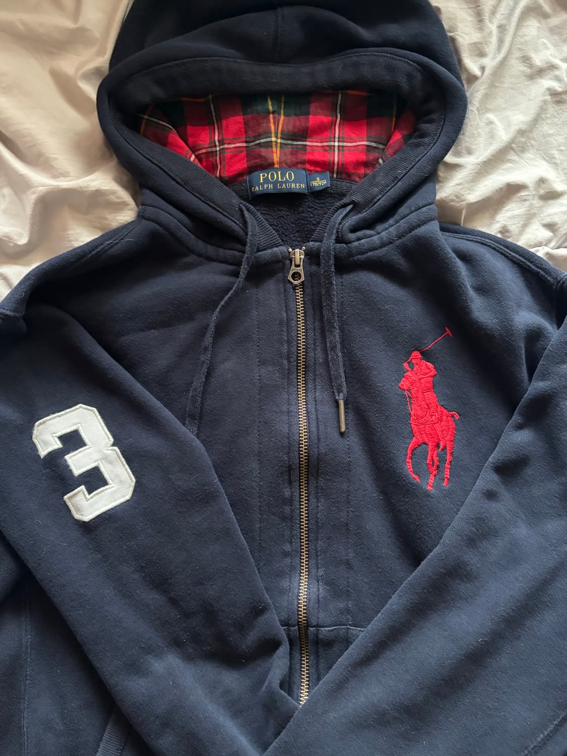 급처)폴로랄프로렌 빅포니 네이비 체크 후드집업 투웨이 상품이미지3