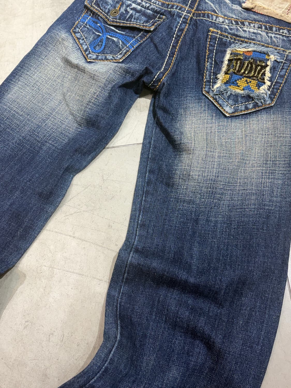 펑크 자수 와이드 데님팬츠 상품이미지4