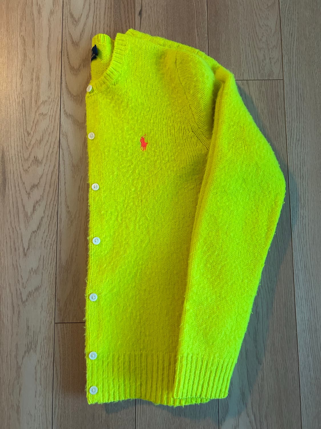 폴로 랄프로렌 네온 그린 옐로우 퍼지 가디건 상품이미지4