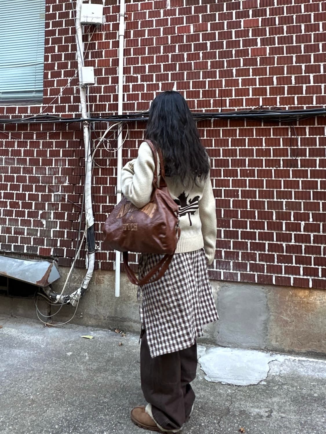 아디다스 뽀글이 아디다스 코위찬 체크 스커트 비슬로우 팬츠 코디세트 상품이미지5