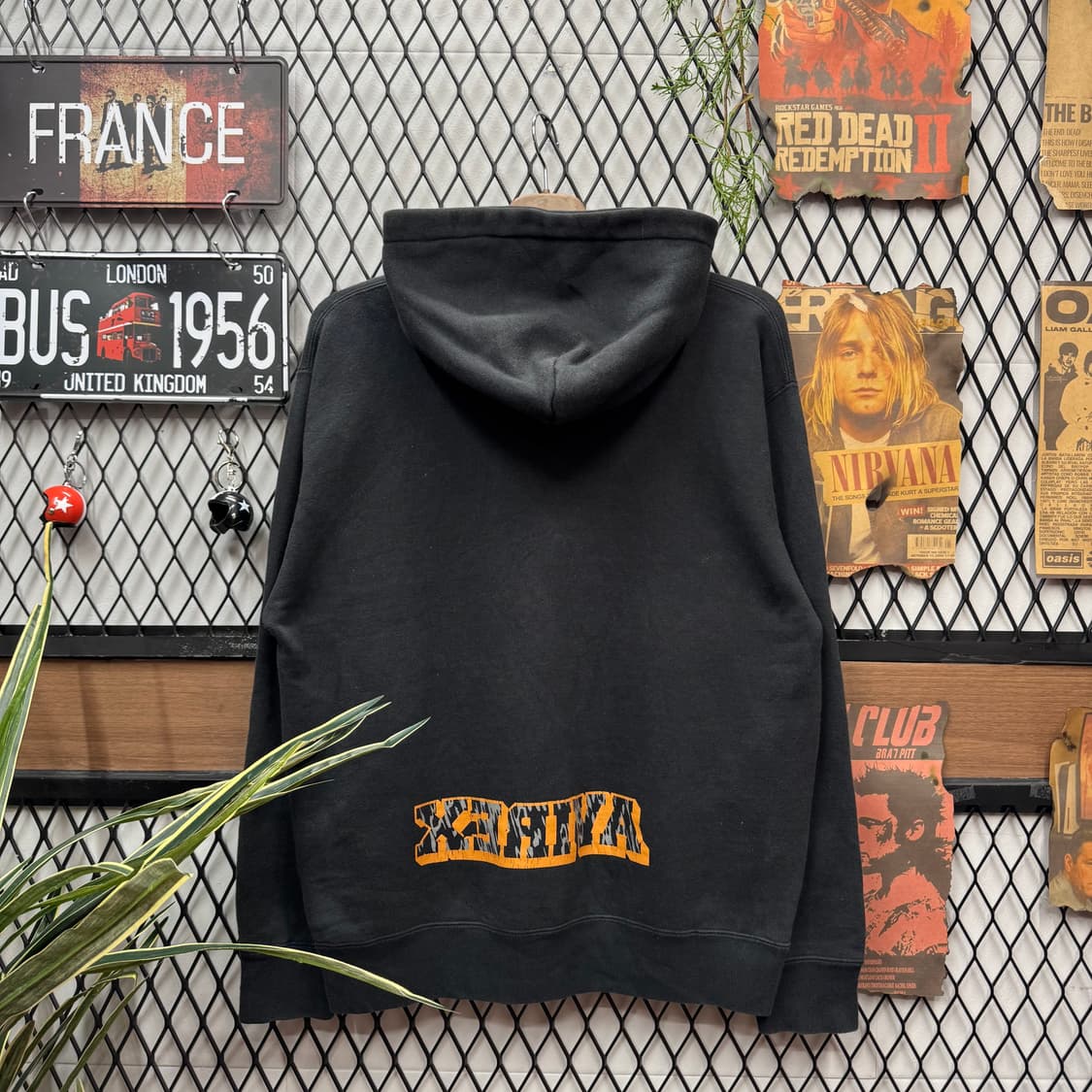 00s 아비렉스 후드티 전면 클로딩 75 프린팅 포인트 블랙 상품이미지2