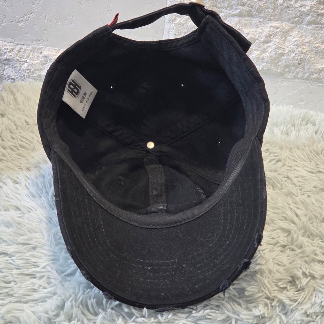 L8-8:HSH 메탈 로고빈티지 디스트로이드 블랙 볼캡(약56-59cm) 상품이미지6