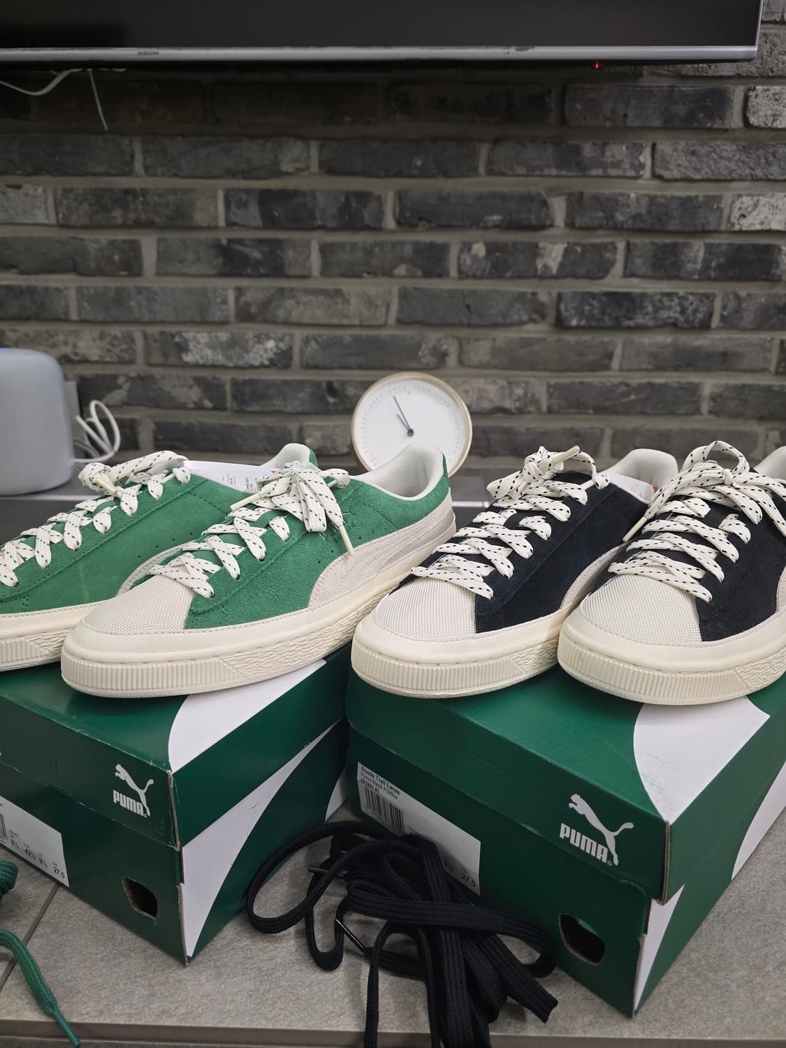 새상품 푸마 스웨이드 275 그린 검정 2개 상품이미지1