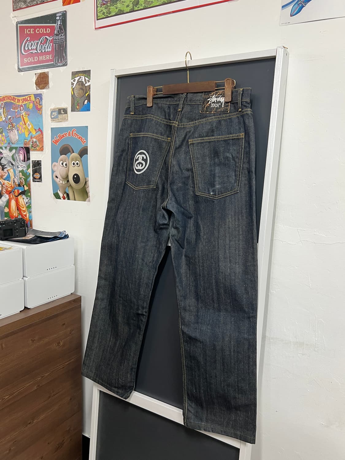 Stussy 스투시 백로고 흑청 생지 데님 팬츠 상품이미지1