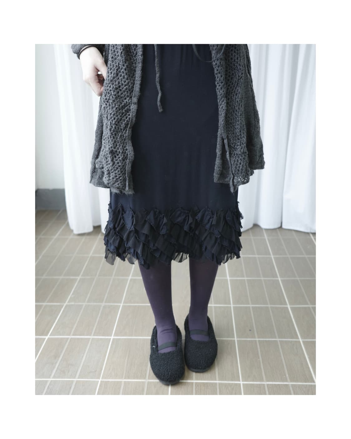 Feather black skirt 상품이미지1