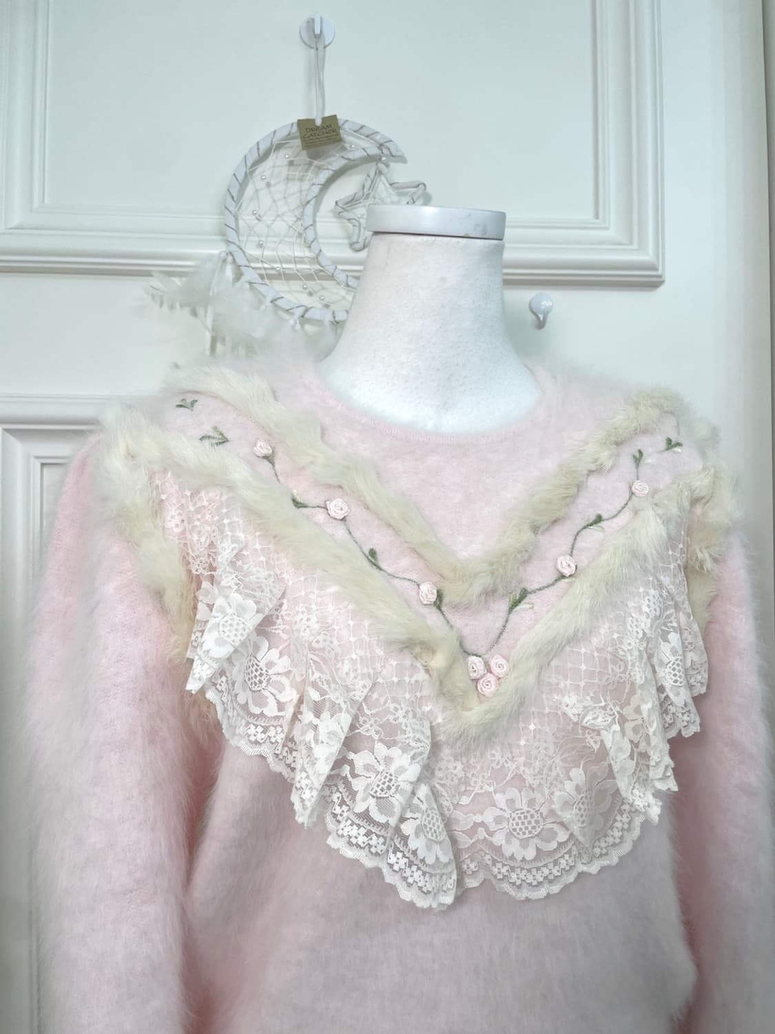 sheer pink embroidery lace trime lovely 상품이미지6