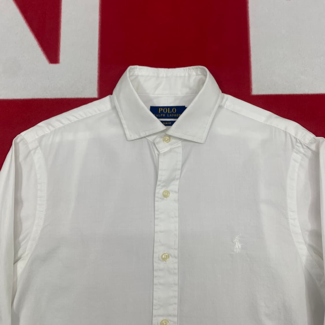 폴로 와이드카라 화이트셔츠 XS 실측 S  상품이미지3