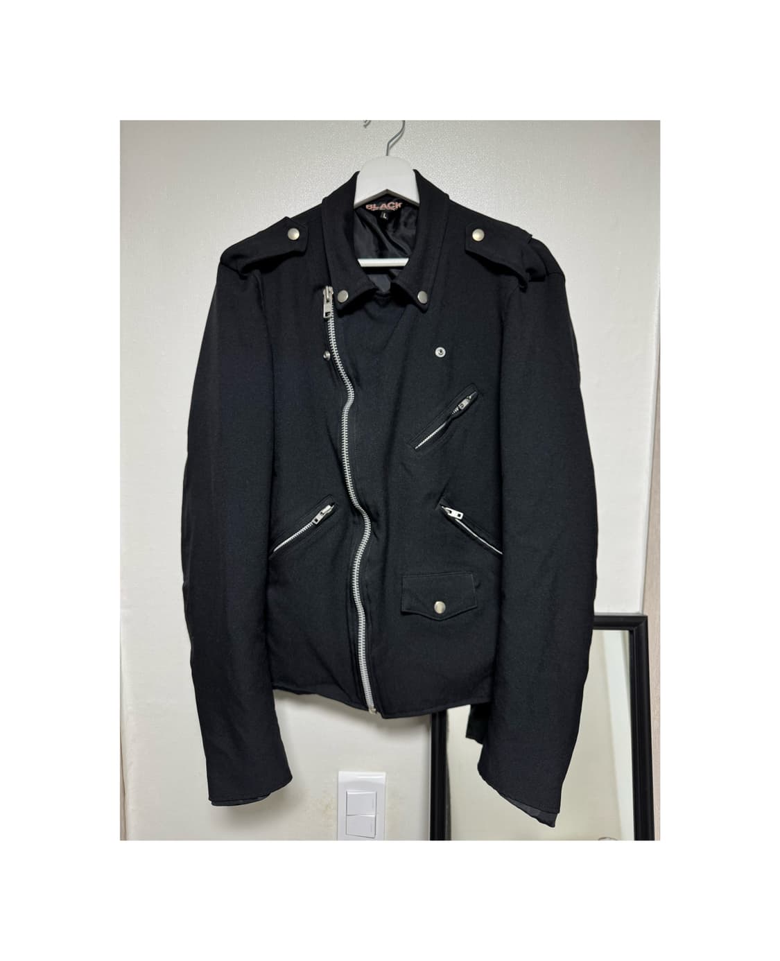 꼼데가르송 블랙 축융 라이더 자켓 상품이미지1