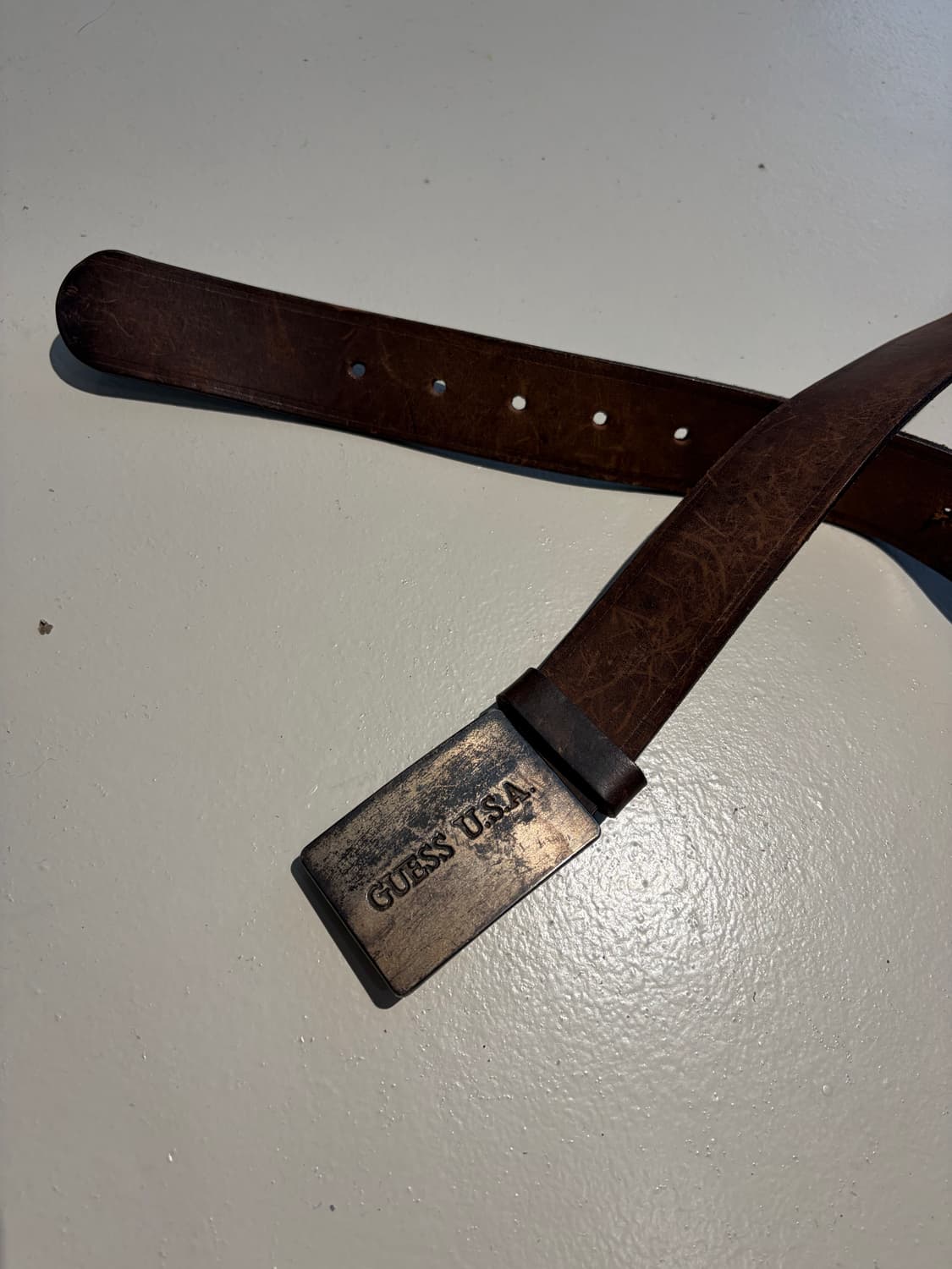 Guess USA 러기드 메탈 레더 벨트 상품이미지3